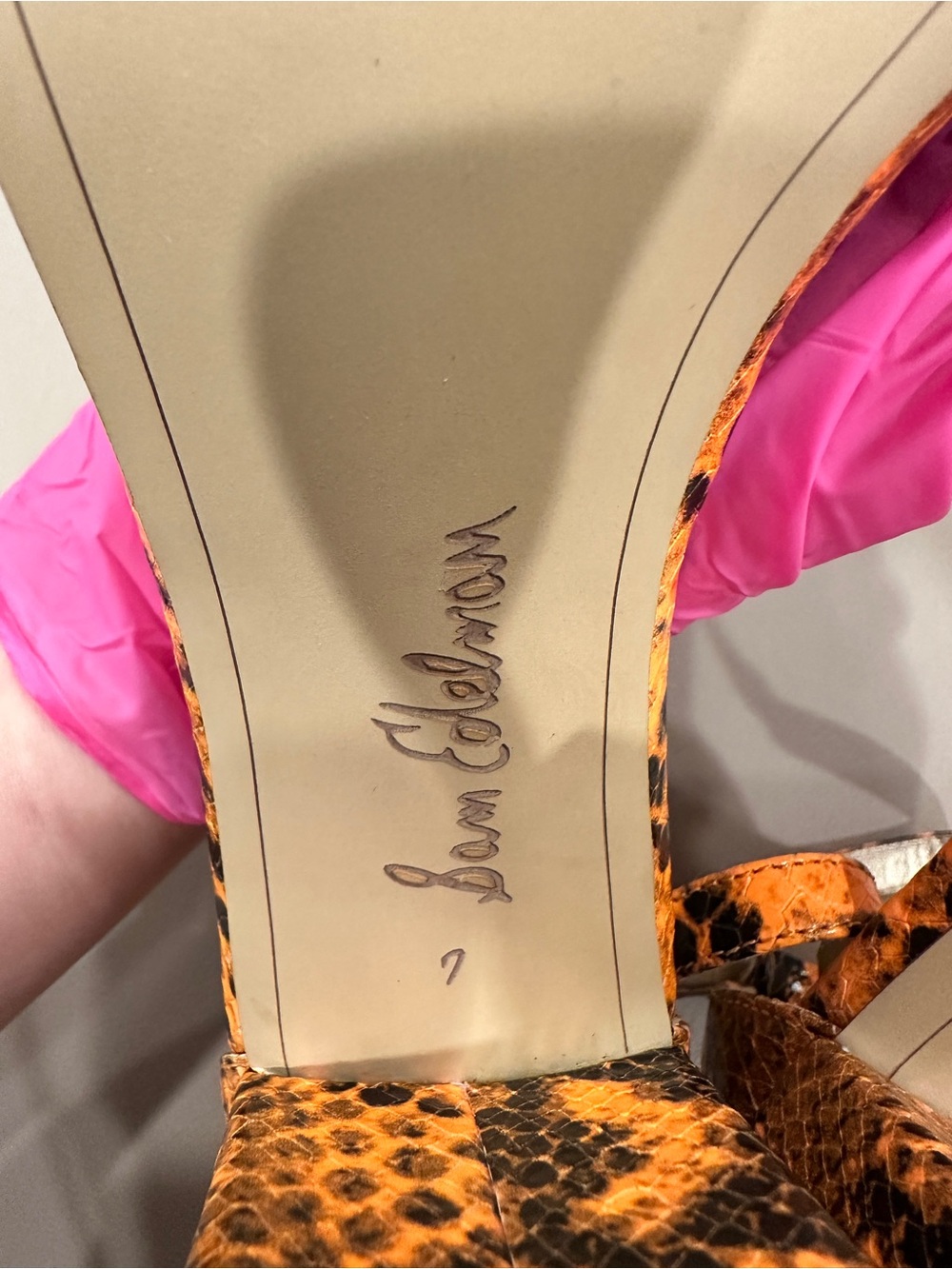 Sam Edelman Yellow-Black Snake Print Ankle-Strap Heels - Picture 8 of 10